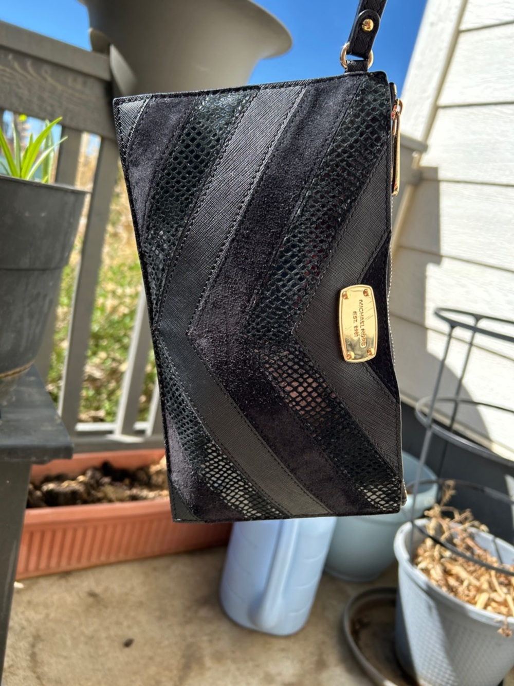 Jet Set Snake Saffiano Suede Wristlet - Picture 2 of 12
